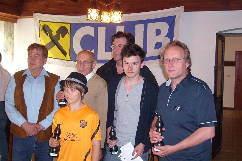 v.l.n.r. Obmann Harald Göslbauer , C-Turnier Sieger Florian Atzl, D-Turnier Sieger Dr. Franz Österreicher, A-Turnier Sieger Lukas Handler, B-Turnier Sieger Robert Rauchlahner